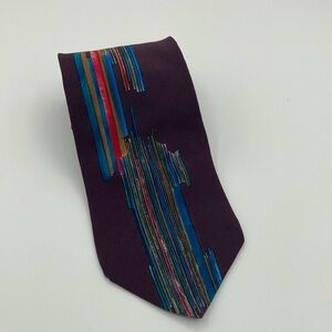 Vintage HALSTON III Men's Tie - Abstract Design w/Burgundy Background